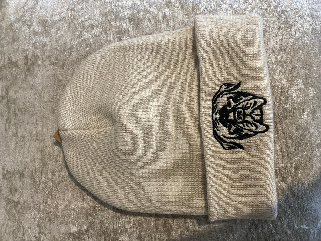 Cream beanie & black logo